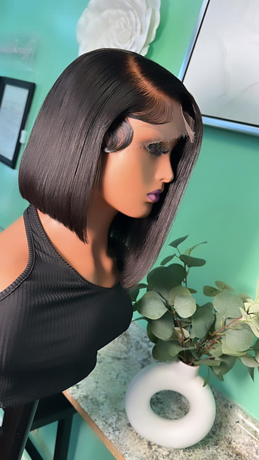 (MONICA) 5X5 GLUELESS SIDE PART BOB WITH BABY HAIRS